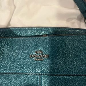 Coach teal marble leather bag